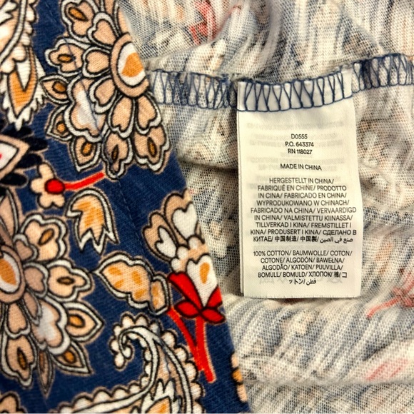 Boden V- Neck Cotton Jersey Puff Sleeve A-Line Dress Red Blue Paisley Size 14L - Picture 6 of 9